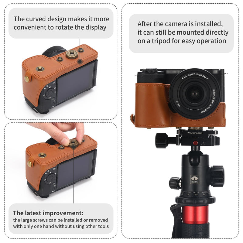 for Sony ZV-E10 II case Premium PU Full Body Leather Camera Case Bag for Sony ZV-E10 II Fit 16-50mm Lens with Camera Shoulder Strap ZV-E10 II-Brown