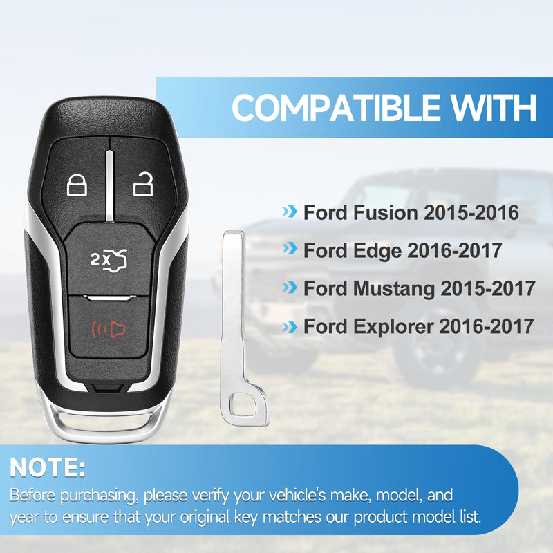 Smart Key Fob Replacement Remote fits for Ford Fusion 2015-2016 Edge Explorer 2016-2017 Mustang 2015-2017 Car Keyless Entry Remote M3N-A2C31243800 164-R8109 315Mhz 49