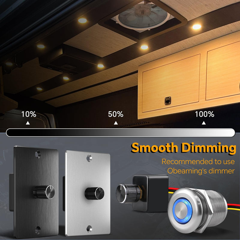 8 Pack 12 Volt LED Puck Light RV Recessed Mount Ceiling Light 2.75” 12V Down Light for Camper Van Truck Boat Interior Ceiling Kitchen Cabinet Lighting CRI 93 (Black/Warm White) Matte Black 8-pack / Warm White