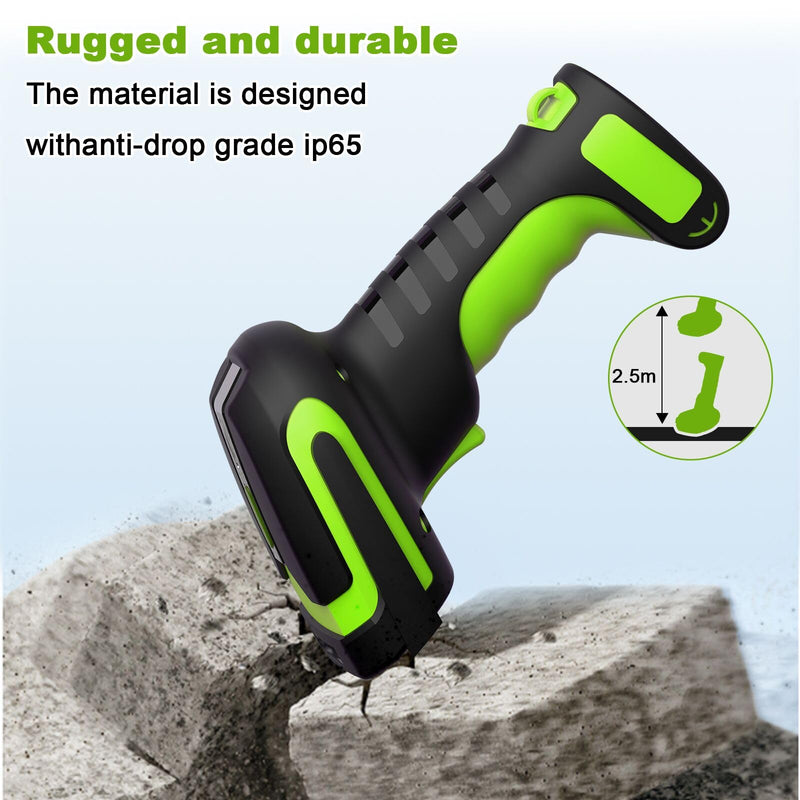 Industrial 433Mhz Wireless Barcode Scanner with Charging Cradle,IP65 Drop-Proof 2-in-1 Bluetooth and 433Mhz Barcode Reader for Laptop Desktop Tablet Android iOS,ipad LB