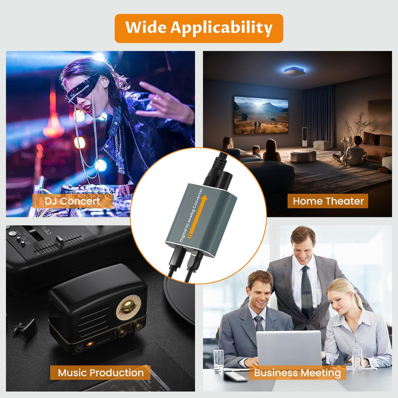 Optical to RCA Adapter 192kHz DAC Digital to Analog Audio Converter with Volume Adjustment, Optical to Analog Adapter Built-in Amplifier Chip for PS3 PS4 DVD AppleTV Home Cinema