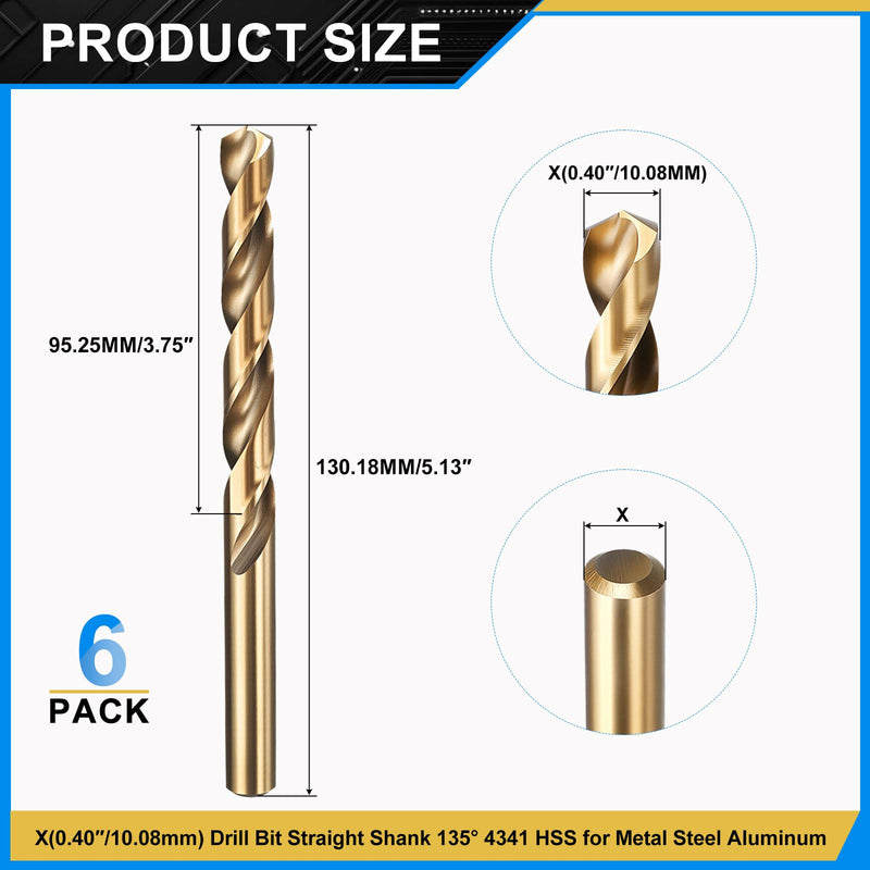 PATIKIL Letter x Drill Bit, 4341 High-Speed Steel Bits 135° Gold Finish for Soft Thin Metal Steel Wood Acrylic - 6 Pack