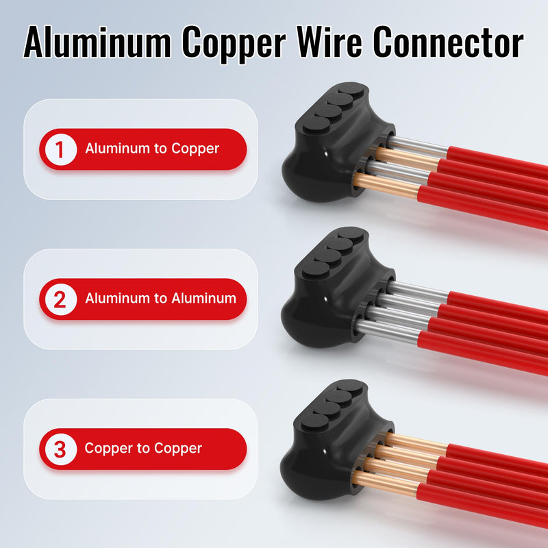 RVBOATPAT Single-Sided Entry 4 Port Insulated Connector Multi Tap Connector 4-14 AWG Aluminum to Copper Wire Connectors Slotted Allen Hex - 6 Pack 6PCS 4 port 4-14 AWG
