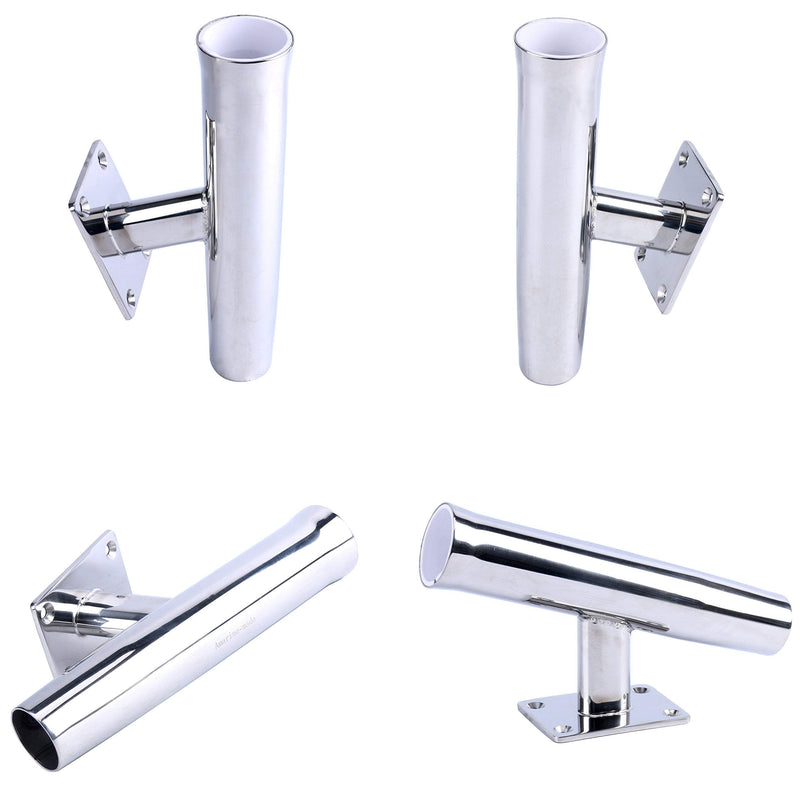 Amarine Made Stainless Steel Rod Holder, Tournament Style Single Rod Holder, Transom Mounted , Wall Mounted - 20 Degree
