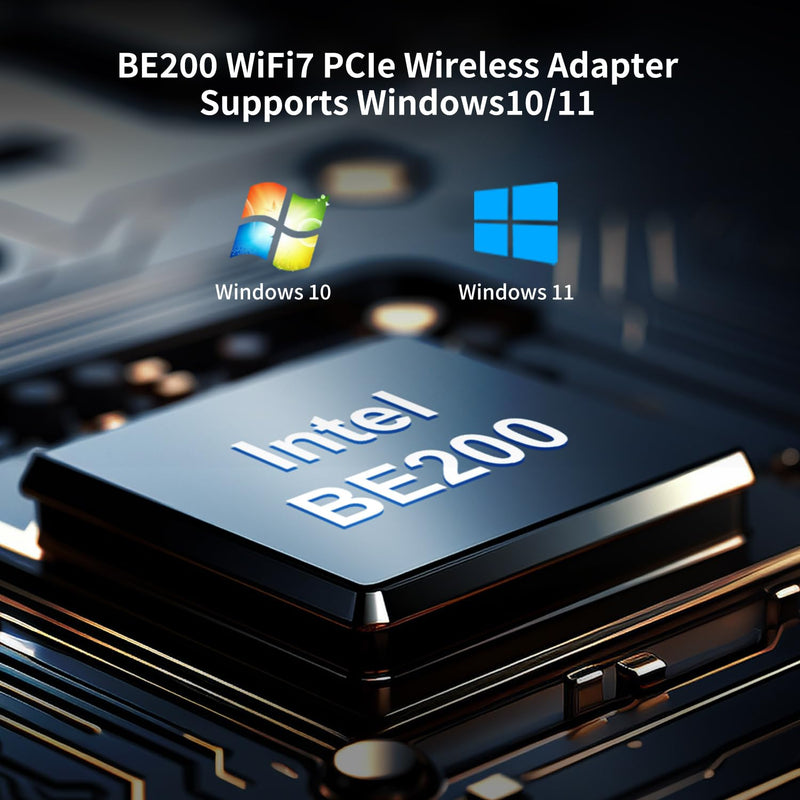 WiFi 7 PCIe Wireless Card Intel BE200 NGW, Bluetooth 5.4, 5800Mbps. NICGIGA Network adapter Support Windows 10/11 (64bit), Ideal for WiFi7/WiFi6E/WiFi6/WiFi5 Router and Wireless AP