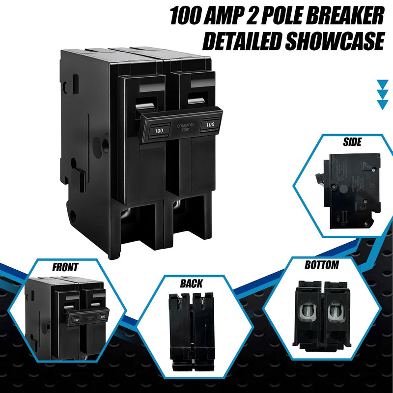 100 Amp 2 Pole Breaker,Replace for HOM2100 Circuit Breaker,100 Amp 2 Pole,120/240V,Compatible with Most Load Centers.Plug-in Circuit Breaker,Thehermal Magnetic Protection,5 Year Warranty 100 AMP