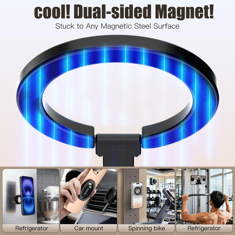 Magnetic Phone Ring for MagSafe Dual-Sided Magnetic Phone Grip Magnet Phone Stand Grip Compatible with iPhone 17/16/15/14/13 Pro Max Plus Mag Safe Accessory for Car Mounts Black
