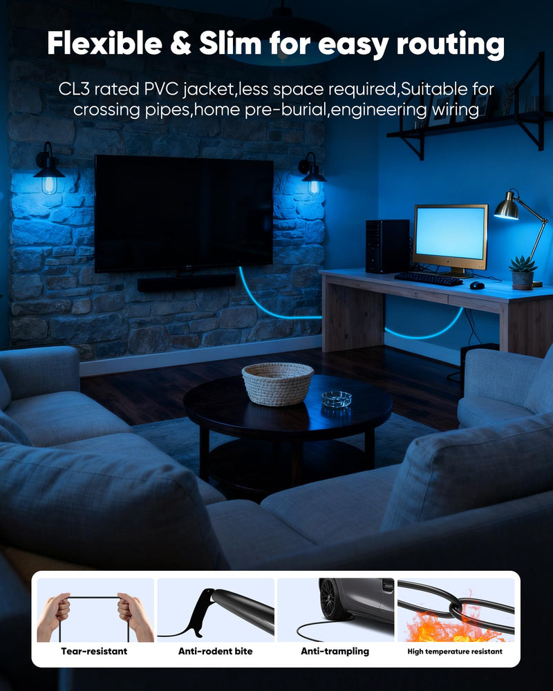 Highwings 16K 10K 8K HDMI Cable 6FT, 8K@120Hz 144Hz HDMI 2.2 Cord Ultra High Speed 96Gbps, Durable, Flexible, for Gaming Monitor, Game Console, Graphics Card, Streaming Media, TV, Ethernet, SoundBar 6 feet 16K@60Hz Black