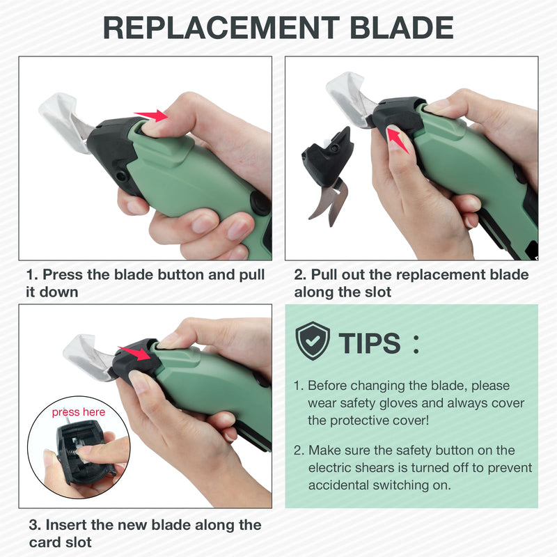 Cordless Electric Scissors for Fabric, 4V Rechargeable Cardboard Scissors with 3 Replaceable Sharp Blades, Electric Shears for Cutting Fabric, Cardboard, Carpet, Leather, Felt