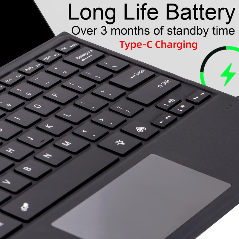 Type Cover for Microsoft Surface Pro 7+ / Pro 7/6 / 5/4 / 3, 12.3 inch, Ultra-Slim Wireless Bluetooth Tablet Keyboard with Multi Touchpad (Black Gray) Black Gray