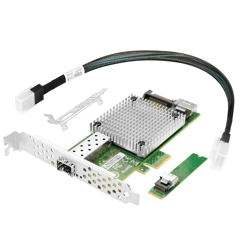 Vogzone M.2 to 10GbE SFP+ NIC, Single SFP+ Port with Intel 82599 chip, M.2 + M Key + SFF-8087 with 35cm(13.7in) Cable, 10 Gigabit Network Card for Windows, Linux, UEFI M.2-10G-SFP(1*SFP+)