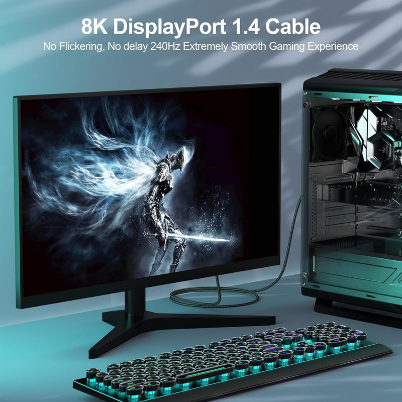 VESA Certified 8K DisplayPort 1.4 Cable 5-Pack, High Speed 48Gbps Display Port DP Cable 6 Feet (8K@60Hz, 4K@/240Hz/144Hz/180Hz/165Hz, 1080P@240Hz) for Gaming Computer Laptop TV Monitor 6FT Black