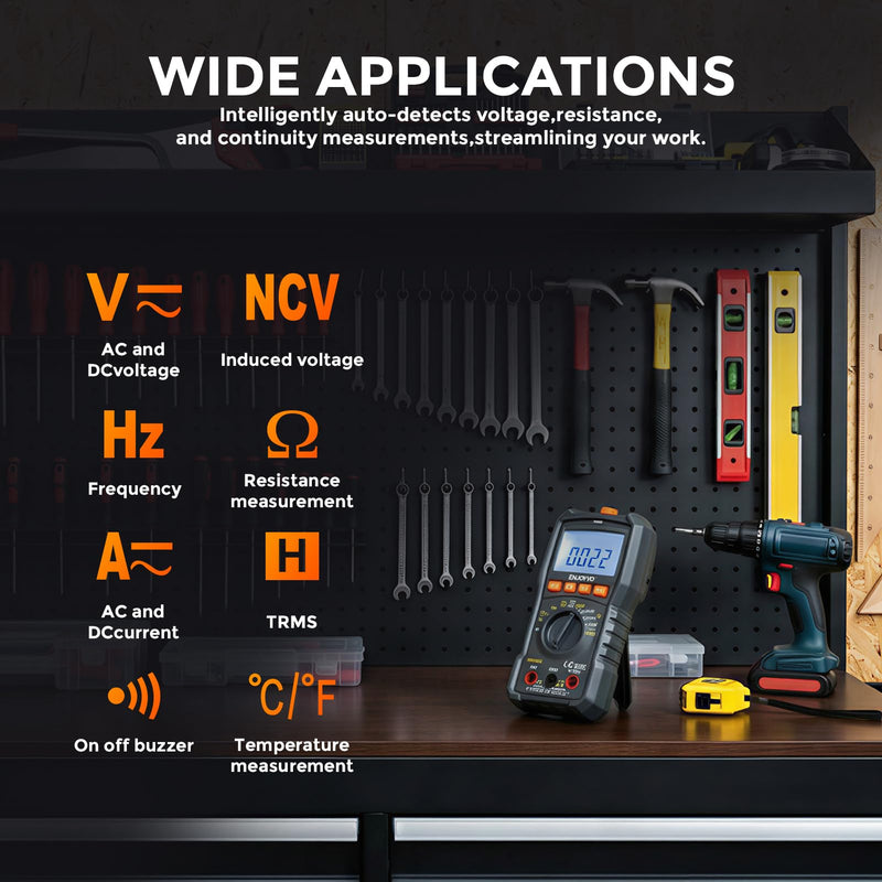 Digital Multimeter 5999 Counts TRMS, Auto-Ranging Voltage Tester with Temperature, Continuity, Capacitance, LED Flashlight, CAT III 600V