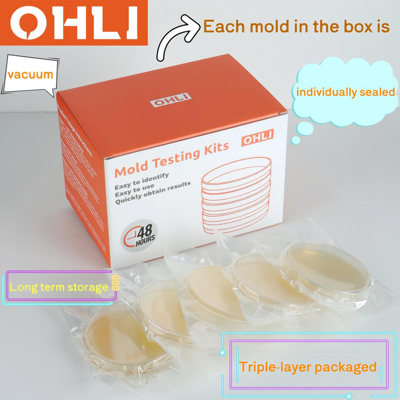 Mold Test Kit for Home Within 5 Individual Tests,Test HVAC,Home Surfaces,Indoor Air Quality Testing Kits,Skin Test,DIY Black Mold Detector Testing kit,Mold Identification Guide-Free Lab Analysis