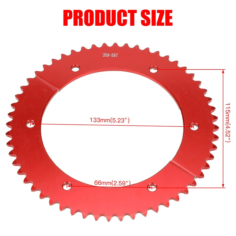 GREHUA #35 Chain 56 Tooth Split Sprocket for Predator 212cc 196cc 6.5hp 7.0hp Coleman CT200U BT200X CT100U TrailMaster MB200 MegaMoto B212 Motovox Doodlebug Baja Mini Bike Go Kart Cart Parts Aluminum #35 56T 1