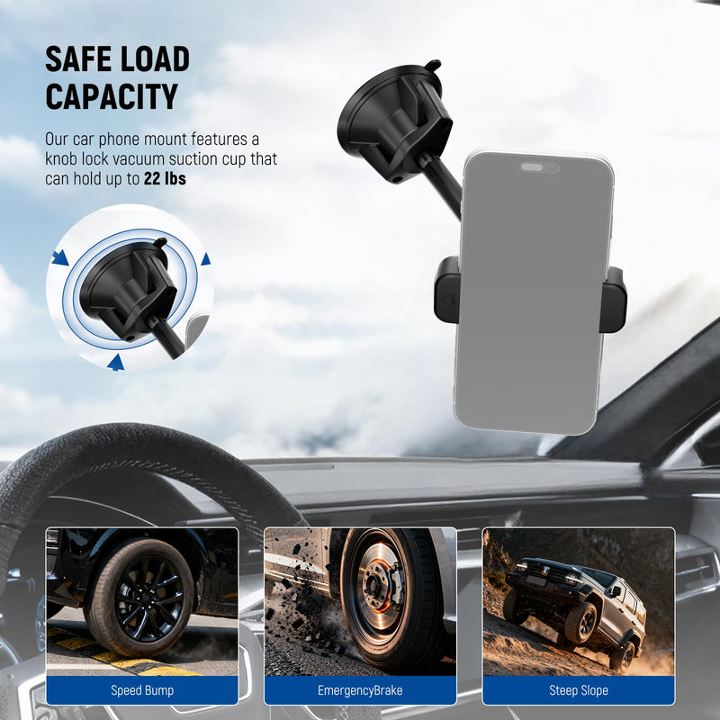 NEEWER Phone Holder for Your Car, 360° Rotating Vacuum Suction Cup Metal Cell Phone Mount Extended Magic Arm Compatible with iPhone Samsung for Windshield Skylight Navigation Video Recording, PA137
