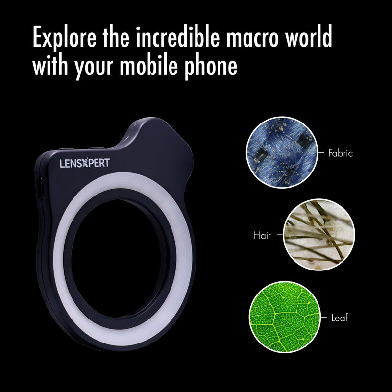 FL26 Macro Photography Pocket Ring Light – Smartphone Clip-On LED Fill Light for Close-Up Photography – Rechargeable and Adjustable Brightness – Compatible with iPhone, Samsung, Android