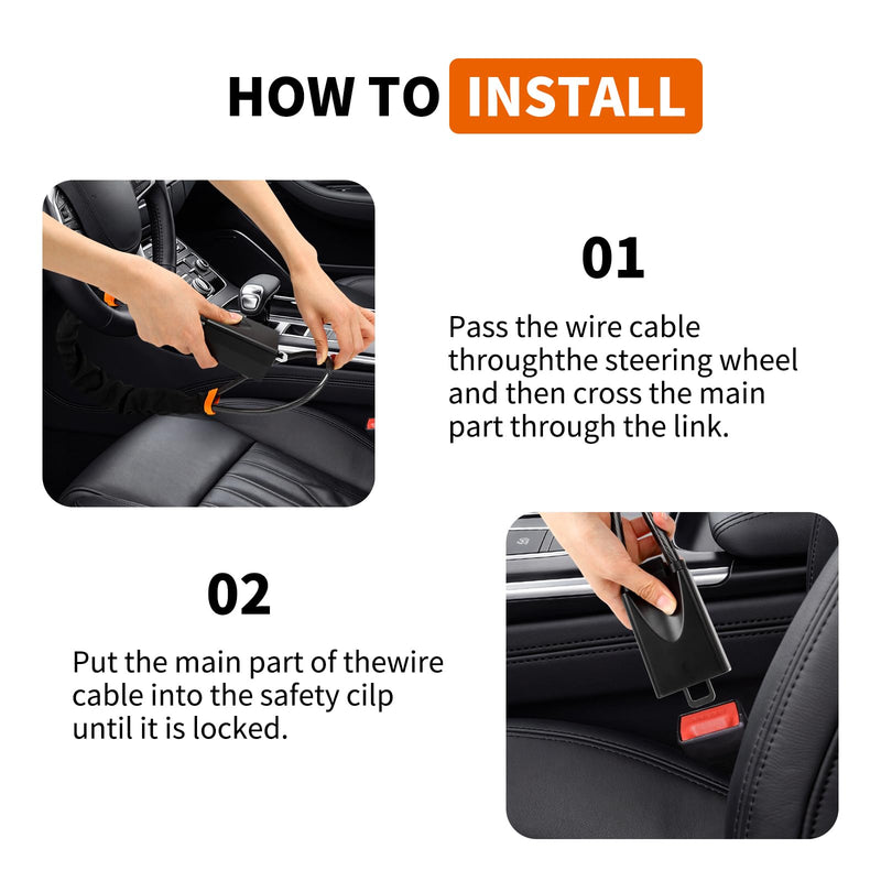Vitog Car Steering Wheel Lock, Seat Belt Lock, Max 17" Length Universal Anti-Theft Device, Compact & Lightweight, Fit Most Vehicle, SUV, Golf Cart, Multi-Function Security Lock with Keys