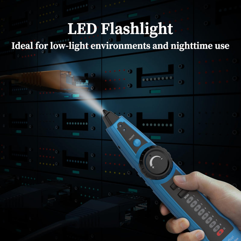 Network Cable Tester, Digital Signal Line Finder with Probe Tone, Ethernet LAN Network Cat5 Cat6 Cable Maintenance Collation, RJ11 RJ45 Cable Tracer, Telephone Line Test-Blue FY869B-lan