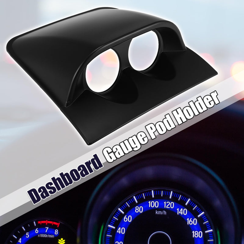 X AUTOHAUX 52mm 2" Dual Hole 2 Holes ABS Plastic Universal Console Dashboard Gauge Holder Dash Gauge Pod Car Meter Mount Bracket Dome Lip Instrument Panel Shell Black