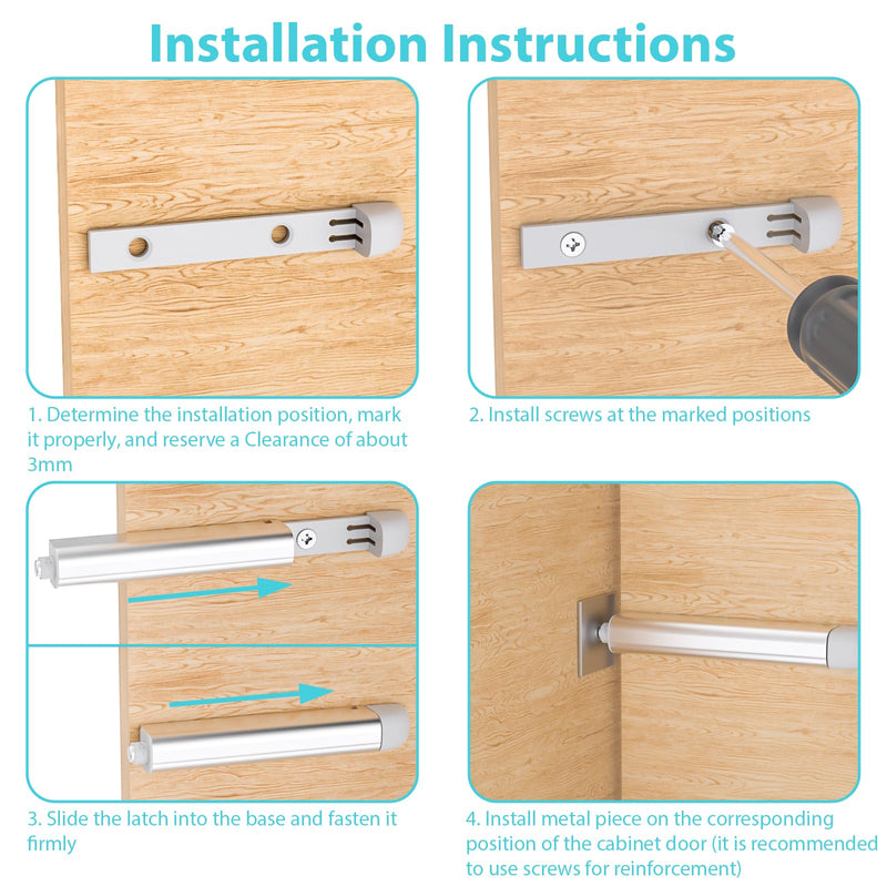 Magnetic Push Latches, 8 Pack, Push to Open Door Latch, Heavy Duty Cabinet Hardware for Hidden Doors, Drawers, Wardrobes, Kitchen, and RV Closets, Easy Install, Silent Operation Cylindrical