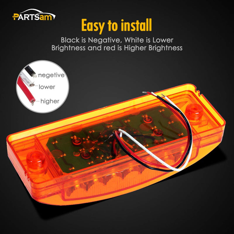 Partsam 2pcs 6" Rectangle Amber 21LED Marker Light Turn Signal 6x2 Rectangular Clearance Lights for Trailer Truck RV Camper Motorhome Golf Cart
