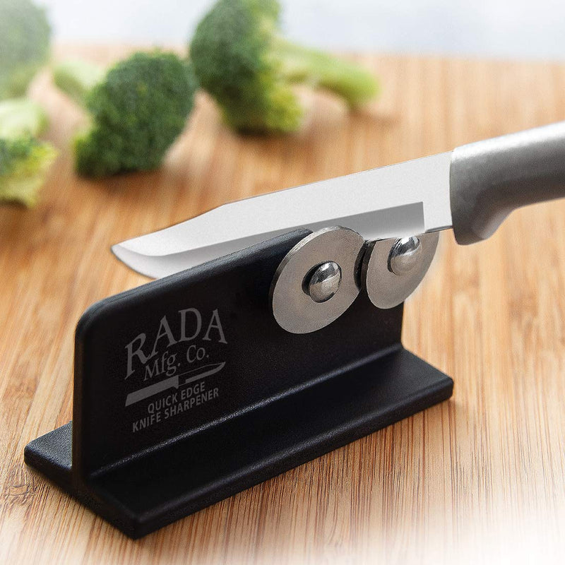 Rada Cutlery Quick Edge Knife Sharpener (R119), 3.5"x2", Stainless Steel Wheels, Made in USA. Pack of 2