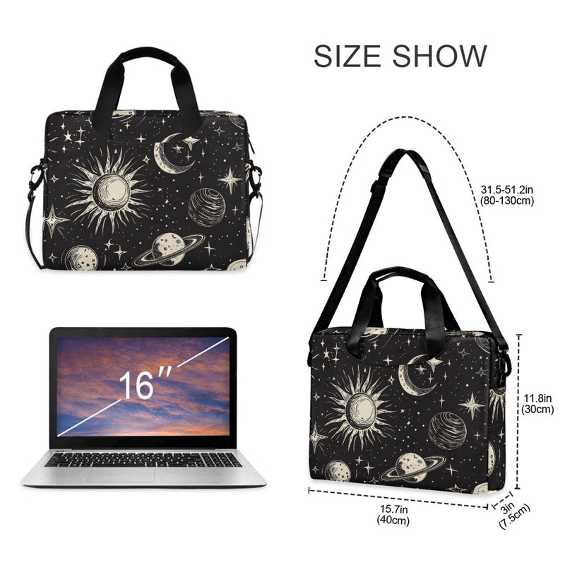 Stars Moon Sun Print Laptop Case 15.6 inch Computer Bag | Waterproof Laptop Briefcase Laptop Bag for Women & Men Stars Moon Sun