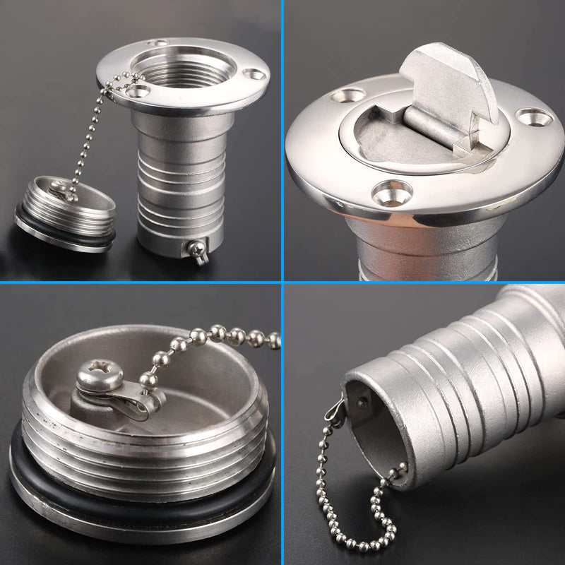 Mtsooning Boat Deck Fuel Filler, 1-1/2"(38mm) Steel Marine Gas Fill with Keyless Cap Hardware for Yacht Caravan RV Trucks Tractors and Trailer Fuel/Gas/Water/Waste Tanks