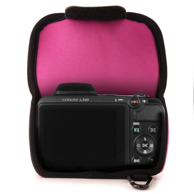 Megagear Nikon Coolpix L340 Ultra Light Neoprene Camera Case, with Carabiner - Hot Pink - MG787 One Size