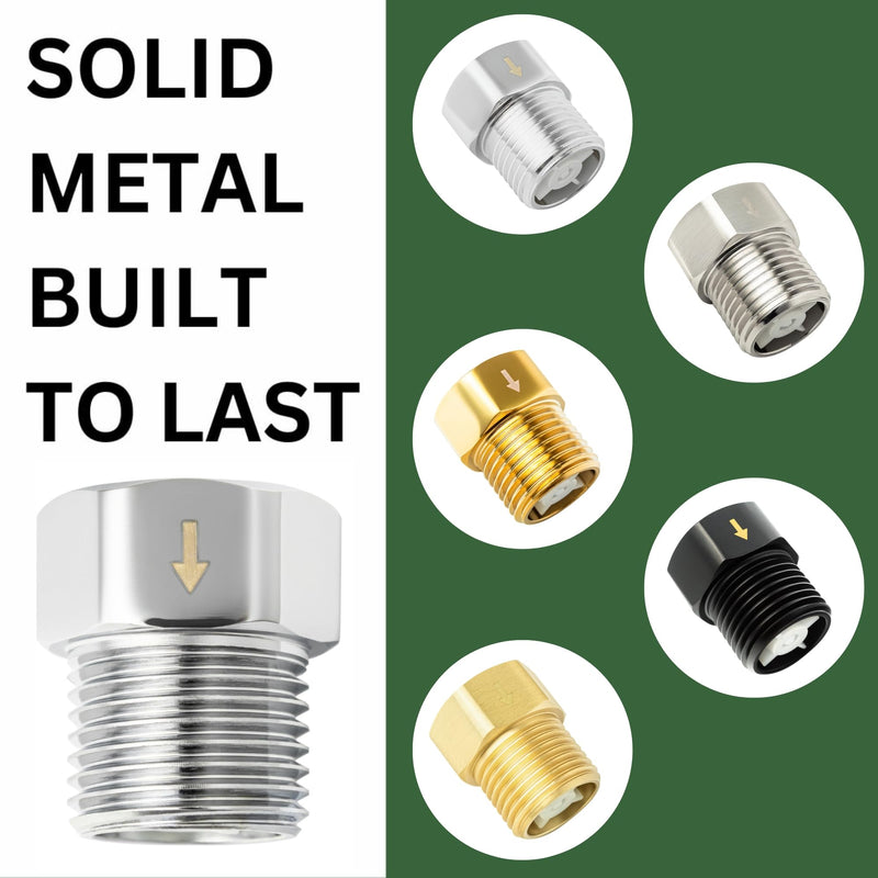 High Sierra® - Solid Lead-Free Brass Construction. Certified Backflow Preventer for Handheld Shower Heads - Matte Black Finish