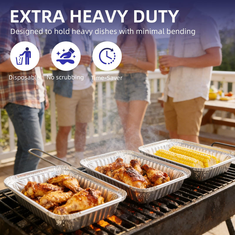 9x13 Aluminum Foil Pans 30 Pack - Heavy Duty Disposable Baking Pans, Leak-Proof Aluminum Trays for Cooking, Baking, Meal Prep, Storage - Oven, Freezer, Grill Safe, Half Size Foil Pans