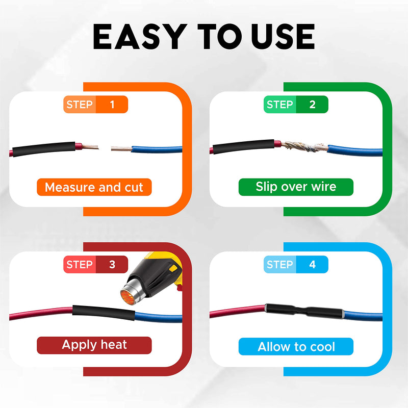 Heat Shrink Tubing 3/8" (9.5mm), 2:1 Ratio Shrink Tube Industrial,Single Wall Wire Shrink Wrap Tubing, 164 Feet Roll 3/8" (9.5mm) 164 Feet 2:1 Black 1