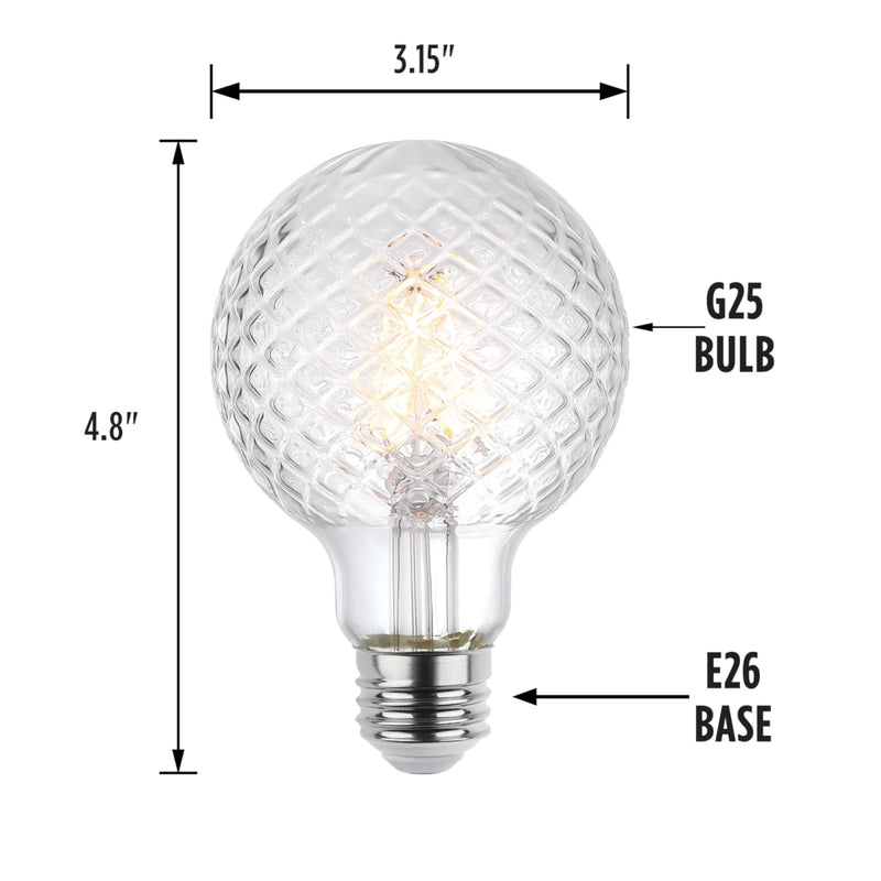 Westinghouse 5268020 5.5 Watt (40 Watt Equivalent) Cut Glass G25 Dimmable Clear Filament LED Light Bulb, Medium Base, 6 Pack 6 Count (6 Packs of 1)