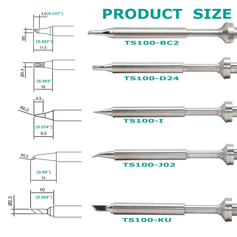 5PCS Soldering Iron Tips,TS100 Series Rapid Heating Replacement Tip for Pinecil TS100 | TS101 Soldering Iron,Easy to Instal Solder Accessories