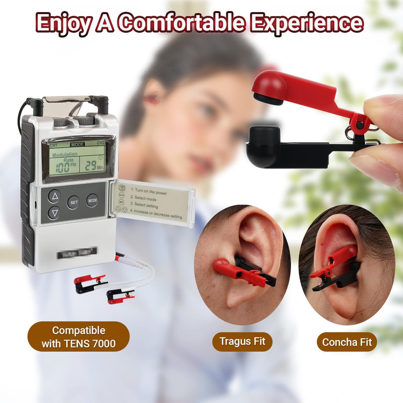 2/4PCS Ear Clip Electrode with Double-Sided Soft Rubber Head for Tens 7000 & Standard Units, Comfortable & Standard 2.0mm Connector (4) 4