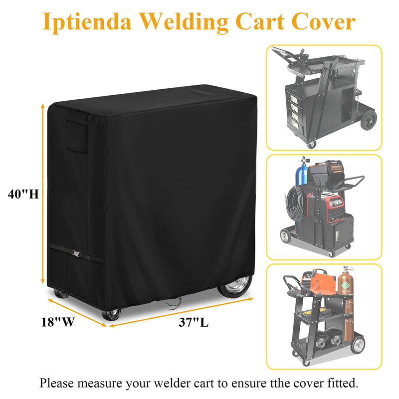 Welding Cart Cover, 37inch Waterproof Welder Cart Cover for Rolling TIG MIG Welding Cart and Air Cutting Machine Cart, Black-37”L x 18”W x 40”H Large
