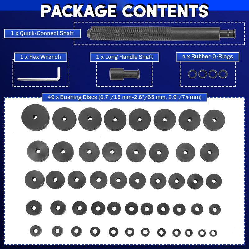 52 in 1 Custom Bushing Bearing Seal Driver Set | 52PCS Transmission Wheel Axle Bearing Race Seal Installer Remover Bearing Press Tool Kit Bushing Removal Puller Set