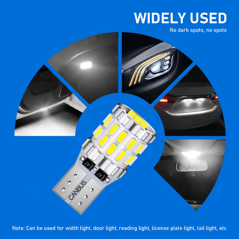 gunhunt Pack-2 Car Wide Lights, 3W Led Light Bulbs, Aluminum Reading Lights, License Plate Lights, Instrument Lights, Auto Bulb Replacements, Universal for Most Cars, Trucks, SUVs (White) 2 PCS White
