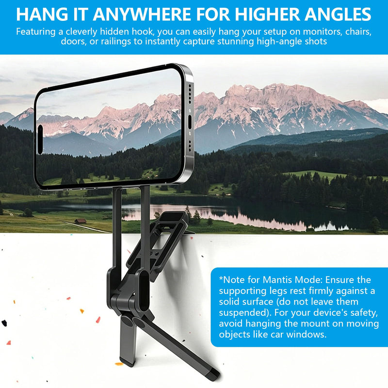 Magnetic Phone Tripod for MagSafe,5-in-1 Mini Tripod Mount | 52N Strong Magnet Foldable Hook Phone Stand with Arca Quick Release & 1/4" Arri Hole for iPhone, Vlog, Travel, Desk