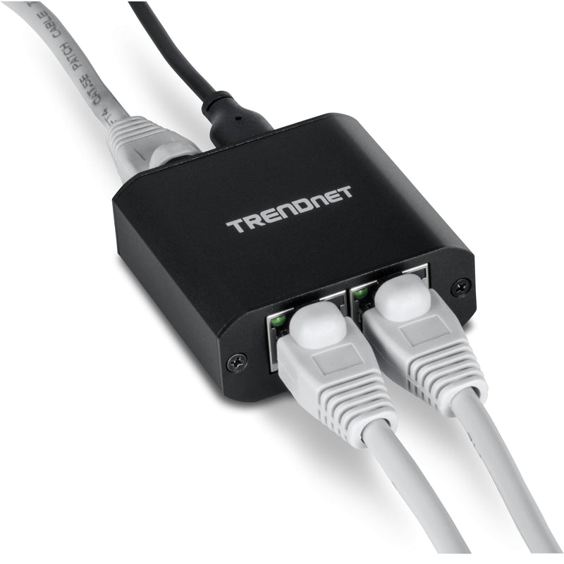 TRENDnet 2-Port Gigabit Splitter with USB Type C Power, TEG-102S, Splits One Network Connection Into Two, Ethernet Splitter, USB Type C Power Cable Included, NDAA & TAA Compliant