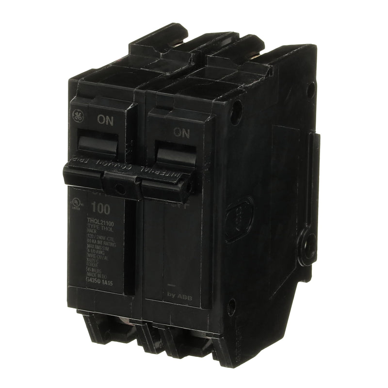ABB Q-Line THQL21100 100A Double Pole Circuit Breaker • 100 Amp Double Pole 120/240 VAC Breaker • 2-Pole Standard Circuit Breaker • Electrical Safety Switch • Plug-in Mount Type