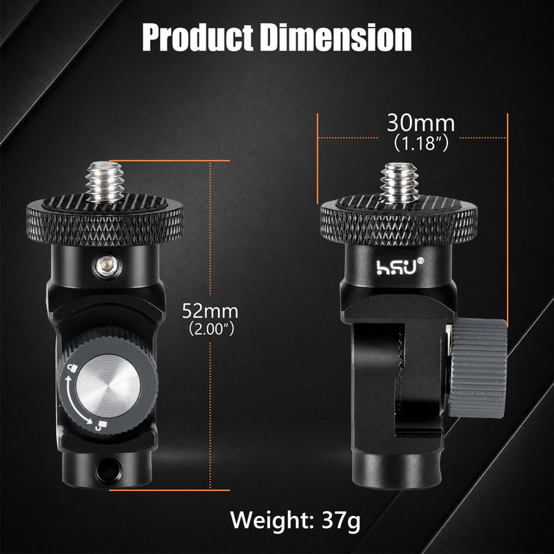 HSU Vertical Mount Adapter, Aluminum 1/4”-20 Screw Hole 180° Rotation | Camera Tripod Mount for Insta360 X5/X4/X3/X2/X/RS/R/GoPro/DJI Osmo Action 5 Pro/4/3 Camera and Other Action Cameras (Grey)