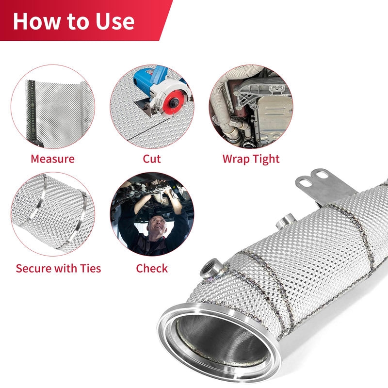 Exhaust Heat Shield Automotive 16"x13" 2 Pack, Embossed Aluminum Heat Shield Kit with 10 Stainless Steel Zip Ties Cable Metal for Car Muffler Exhaust Wrap High Temp Thermal Barrier Battery 16"x13"/piece-2piece