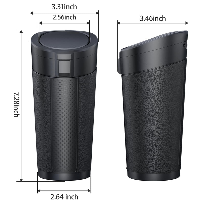 Car Cup Holder Trash Can with Lid - Mini Small Auto Garbage Bin for Vehicle, Car Door, Back Seat - Leakproof Portable Dustbin (Black) 1