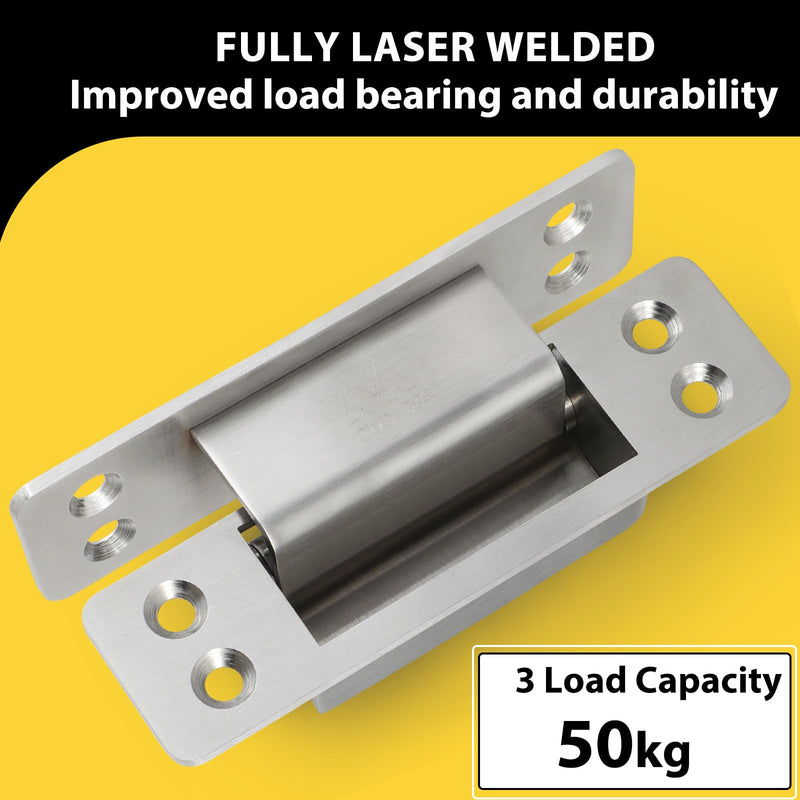 Hidden Door Hinge 4 Inch 2pack 304 Stainless Steel Hidden Door Hinges Heavy Duty Invisible Hinge 3mm Thicknesse Hidden Hinges for Doors 4 x 1 x 0.12inch 4inch