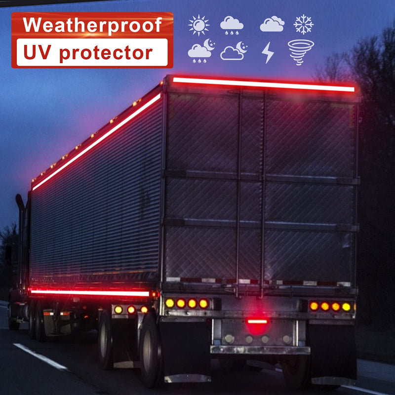 Reflective Tape, Waterproof Self Adhesive Dot Reflective Tape Outdoor Safety Caution Reflector for Trailers, Bikes, Cars（Red, 4 Inch x 32.8 Feet） Red