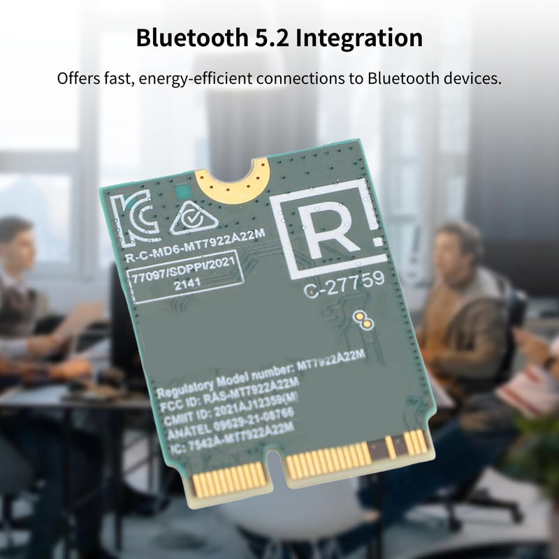 RZ616 MT7922A22M M.2 WiFi6E WL Network Card Module, 5374Mbps Bluetooth 5.2 Tri Band WiFi6E Card Adapter, for Computer, for Linux Compatible, Easy Installation