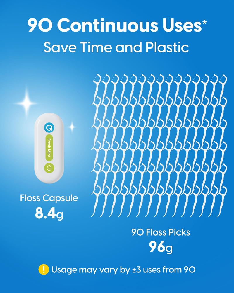 Refill Floss Capsules for Auto-Restringing Flossers, Not for Standalone Use, 90 Continuous Uses Each, PFAS-Free, Zero-Waste, Lemon (6-Pack) 6 Pack