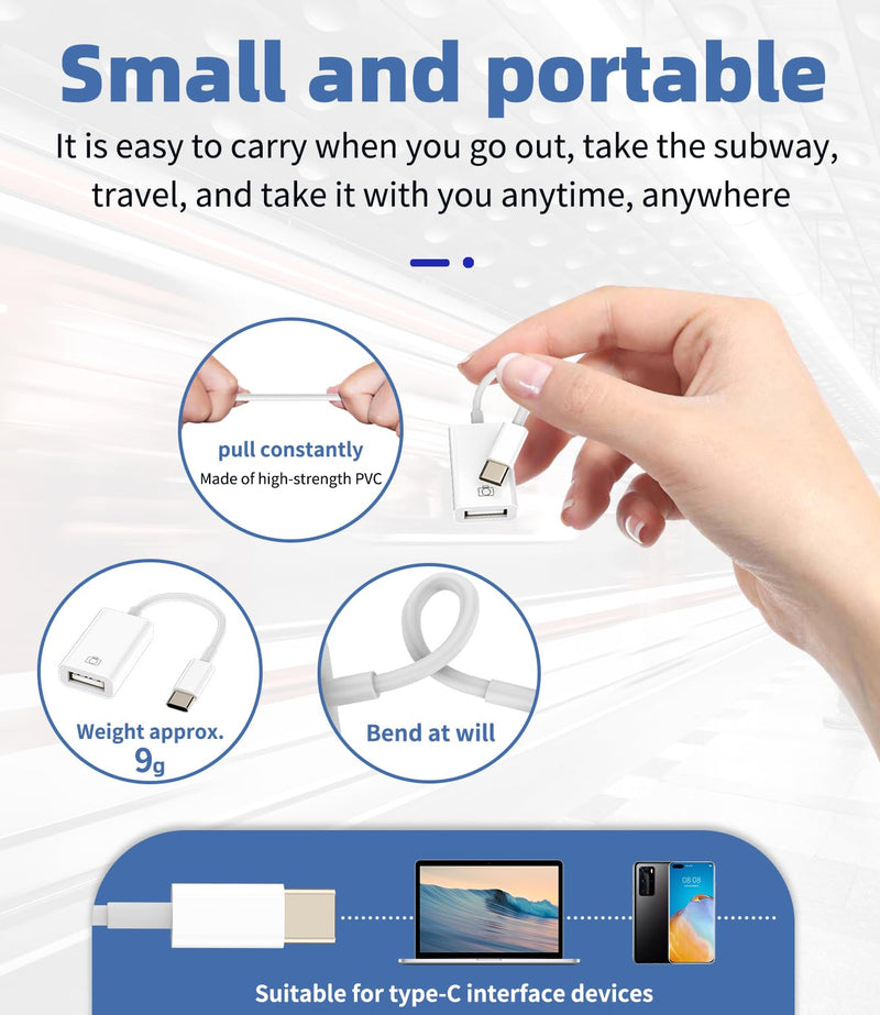 USB C OTG 3.0 Cable for iPhone16 15 Type C Male to USB Female Adapter Compatible with Samsung Android Phone Data Transfer Converter USB Flash Drive Connector MacBook Thunderbolt Tablet